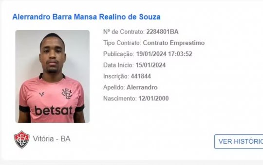 Alerrandro tem nome publicado no BID e já pode estrear pelo Vitória