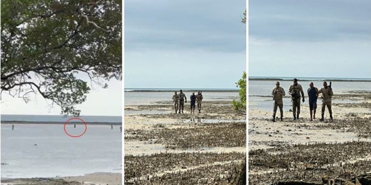 Policiais Militares entram no mar para prender ladrão de Jetski em Itaparica
