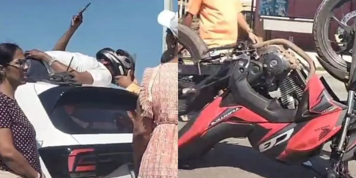 Motociclista vai parar em cima de carro após acidente na BA-099, veja