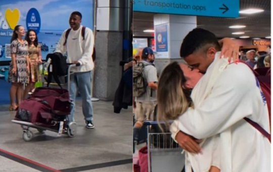 BBB 24: Lucas Pizane desembarca em Salvador e é recebido pela família e namorada