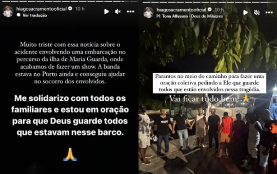 Banda do cantor Hiago Danadinho ajudou no resgate de vítimas de naufrágio