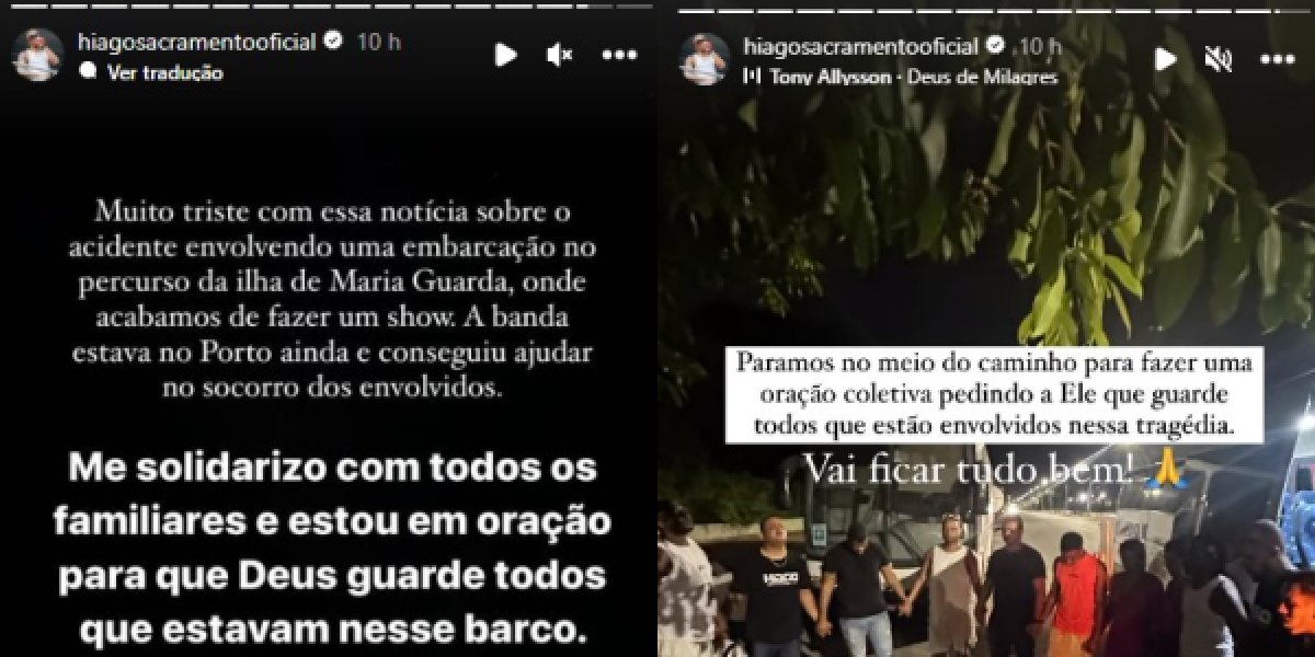 Banda do cantor Hiago Danadinho ajudou no resgate de vítimas de naufrágio