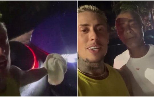 Romário bate em carro de MC Daniel, que diz:  "Tô errado, não tenho Copa"