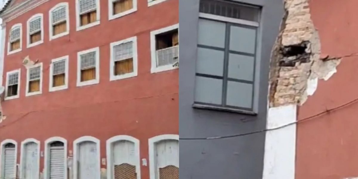 Prédio histórico é isolado por risco de desabamento em Salvador