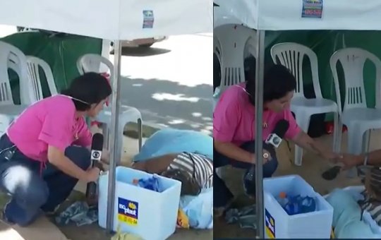 Repórter da TV Bahia acorda ambulante ao vivo e web critica atitude