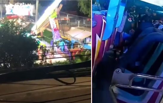 Brinquedo de Parque de Diversões cai e deixa duas pessoas feridas