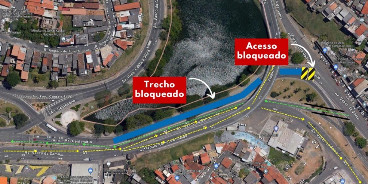 Trecho da Avenida Centenário e Dique do Tororó será bloqueado no domingo (25)