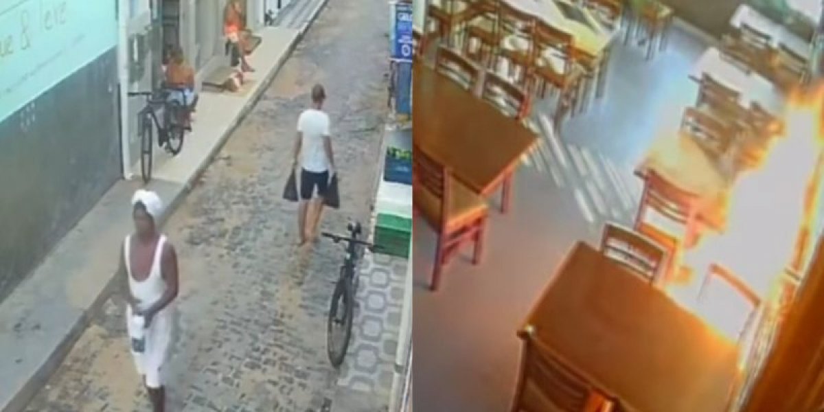 VÍDEO: Homem toca fogo em pizzaria na ilha de Boipeba