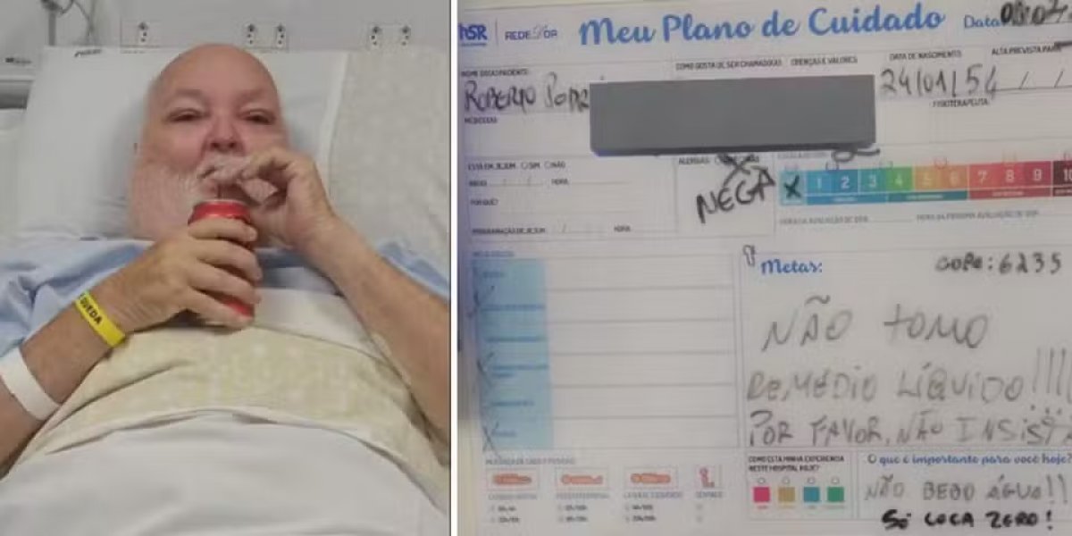 Baiano internado com Covid deixa aviso peculiar; “Não bebo água, só coca zero"