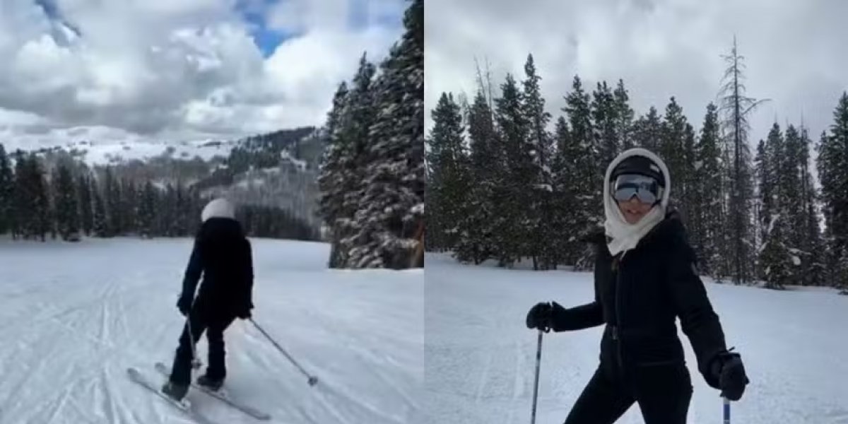 Ao som de ‘Macetando’, Ivete Sangalo posta vídeo esquiando na neve; veja