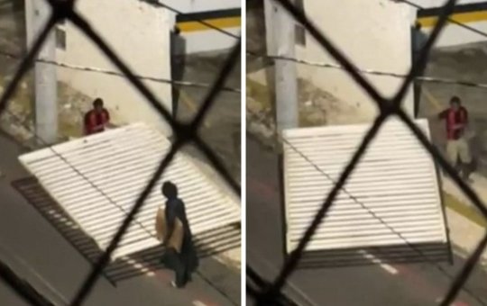 Homens arrancam e roubam portão de laboratório em Salvador, veja