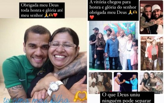 Mãe de Daniel Alves comemora após ex-jogador deixar prisão: “Deus no comando"