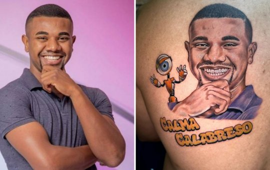 Fã faz tatuagem de Davi nas costas com frase icônica: "Calma calabreso"