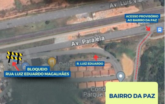 Construção de passarela na Paralela bloqueará o acesso ao Bairro da Paz