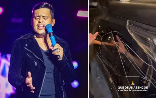 Thiago Aquino tem carro vandalizado em Feira de Santana