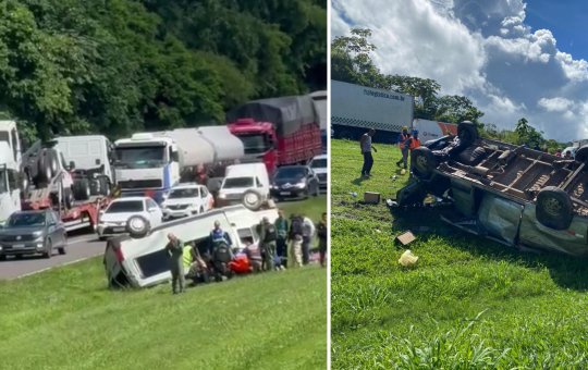 Acidente envolvendo uma van deixa dois feridos na BR-324