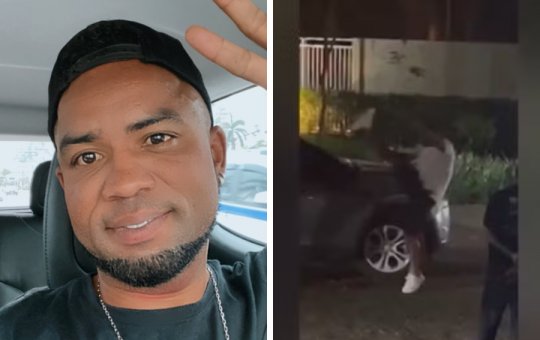 Imagem mostra ex-jogador Carlos Alberto quebrando retrovisores de um carro no RJ