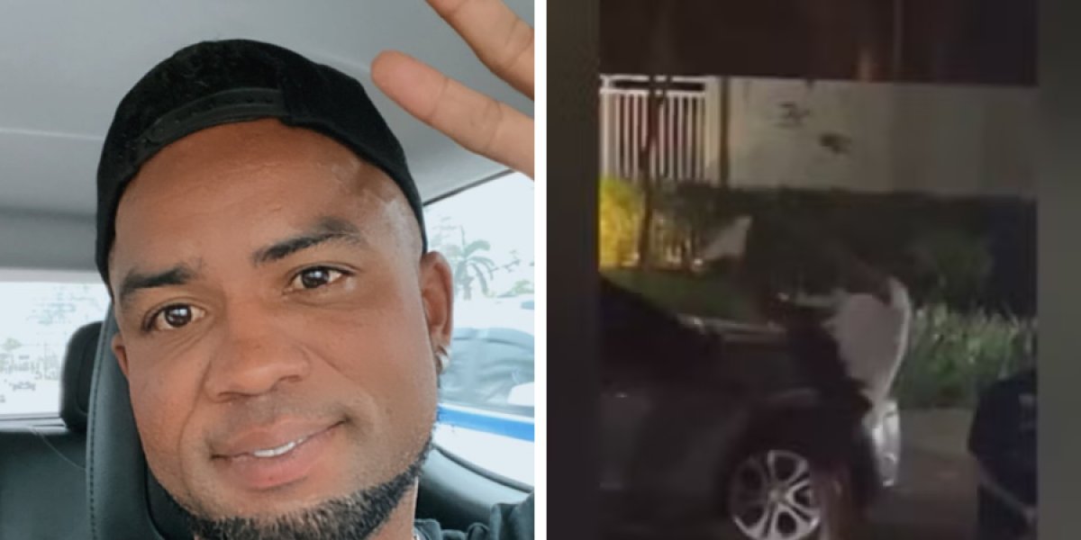 Imagem mostra ex-jogador Carlos Alberto quebrando retrovisores de um carro no RJ