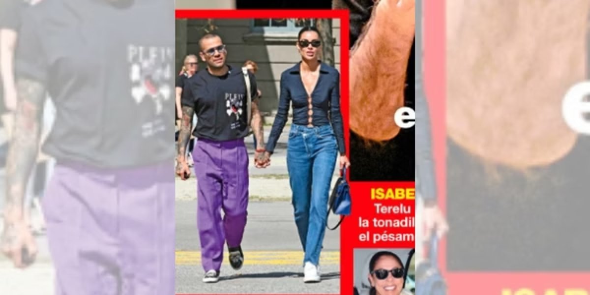 Daniel Alves é visto de mãos dadas com esposa nas ruas de Barcelona