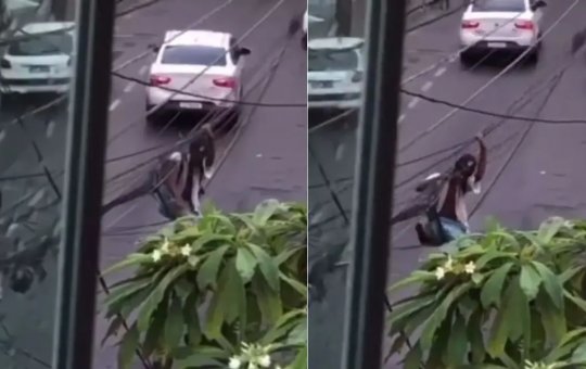 VÍDEO: Homem suspeito de tentar furtar fiação é flagrado pendurado na Graça