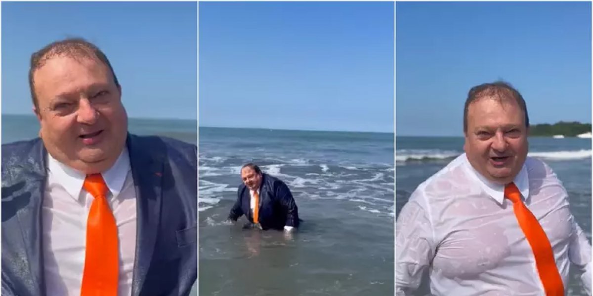 Chef Jacquin entra no mar para reclamar de trajes dos clientes