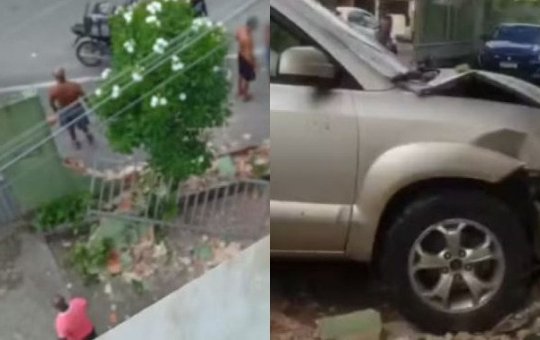Carro invade prédio e deixa duas pessoas feridas em bairro de Salvador