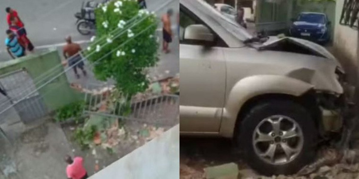 Carro invade prédio e deixa duas pessoas feridas em bairro de Salvador
