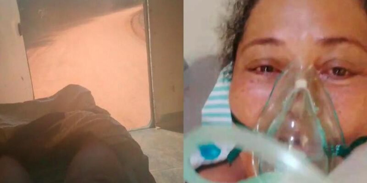 Paciente é transportada em ambulância com a porta aberta