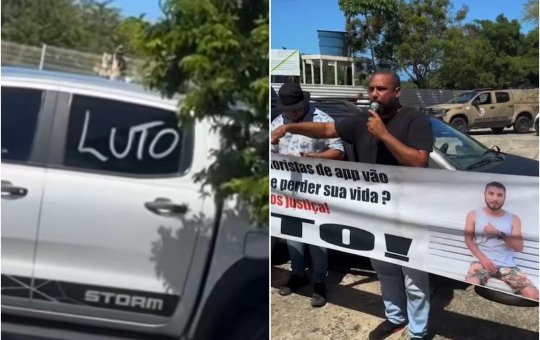 Motoristas de aplicativo realizam protesto após morte de colega
