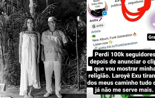 Anitta perde 100 mil seguidores após publicar fotos da sua religião