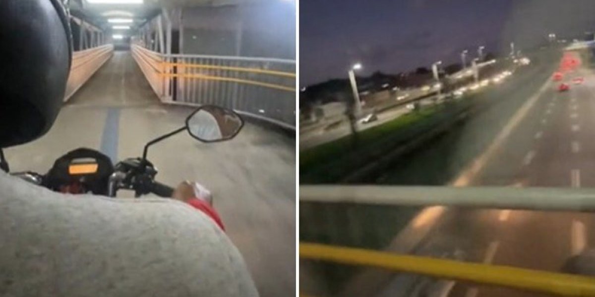 Motociclista por aplicativo utiliza passarela para cortar caminho em Salvador