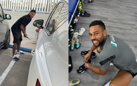 Neymar fura pneus do carro de Renan Lodi em brincadeira polêmica