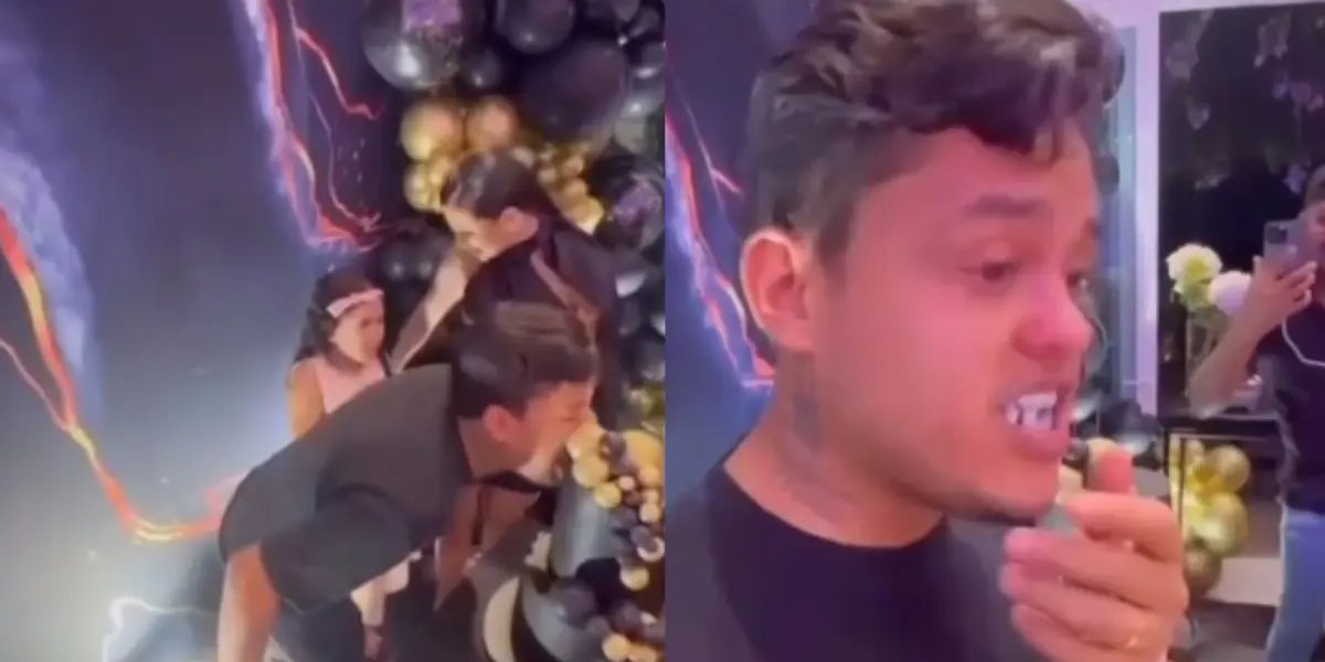 Thiago Aquino comete gafe e come bolo de isopor em seu aniversário