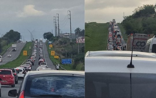 Acidente com quatro carros deixa o trânsito lento na BR 324