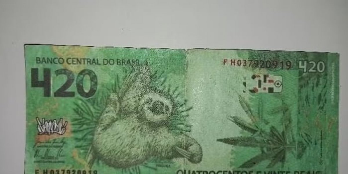 Polícia apreende nota falsa de R$ 420 com bicho-preguiça estampado