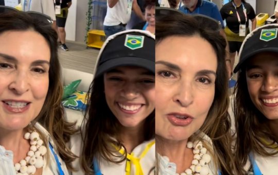 Fátima Bernardes encontra Rayssa Leal em Paris
