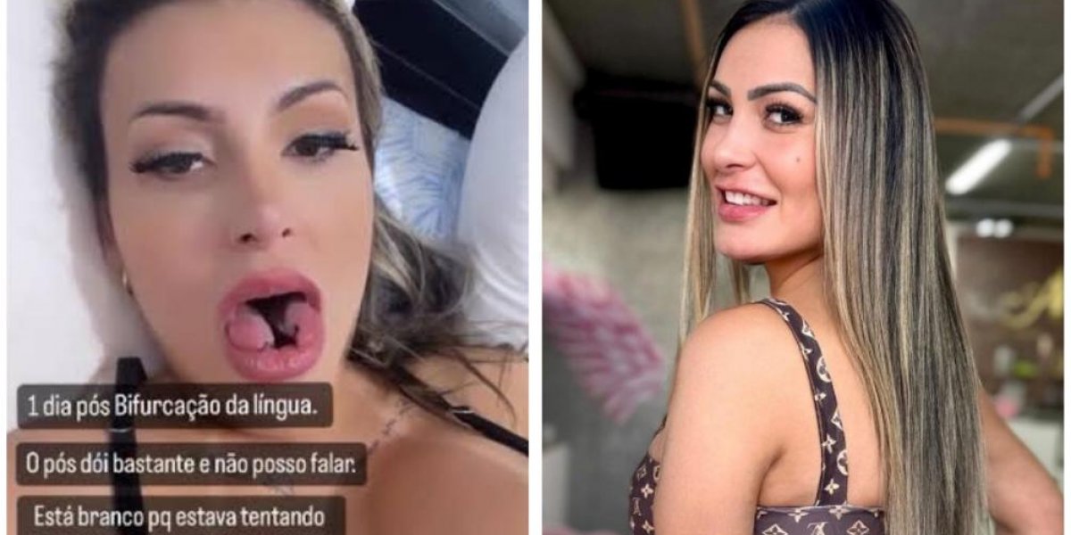 Andressa Urach faz bifurcação na língua para: "aumento no prazer sexual"