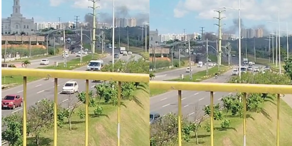 Veiculo pega fogo na Av. Paralela e deixa pedestres assustados