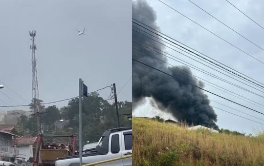 Avião cai em área residencial no interior de São Paulo
