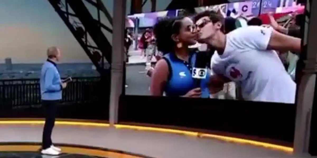 Homem tenta beijar repórter da Globo ao vivo em transmissão das Olimpíadas