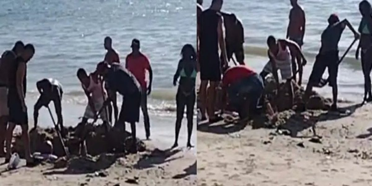 Influenciador fica soterrado em areia da praia na Ribeira ao tentar gravar vídeo