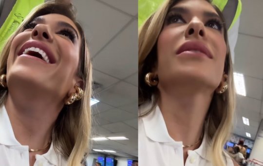 Lore Improta aparece de cadeira de rodas em aeroporto