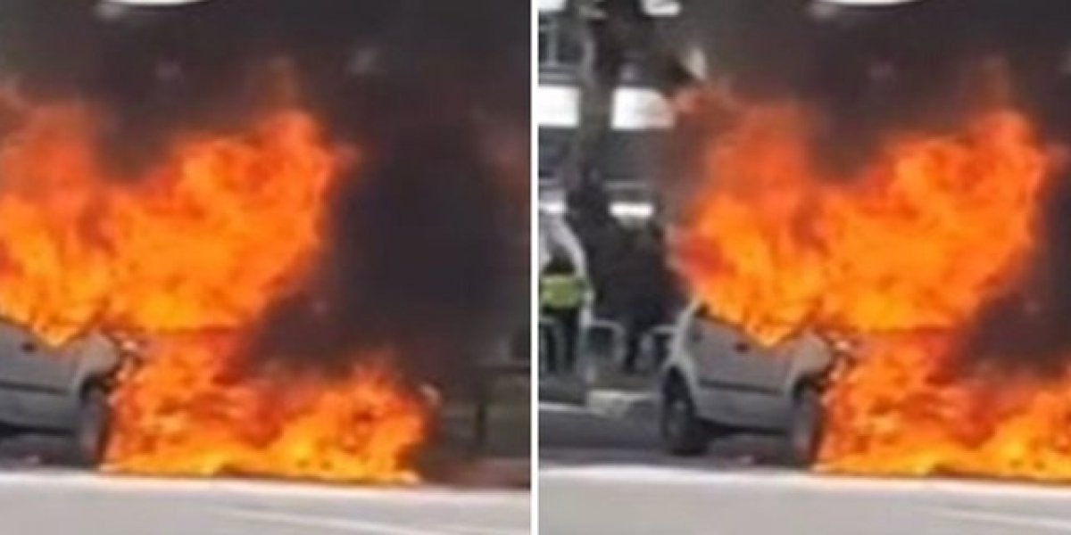 Carro pega fogo no bairro da Graça