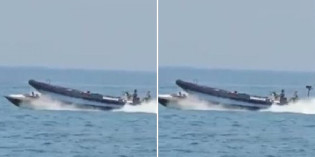 Barco policial passa por cima de lancha na Espanha