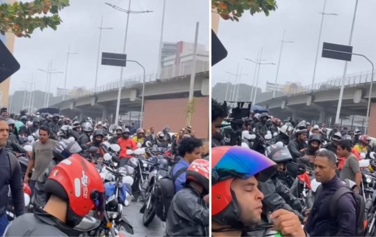 Motoboys e motoristas por aplicativo fazem protesto após morte de colega