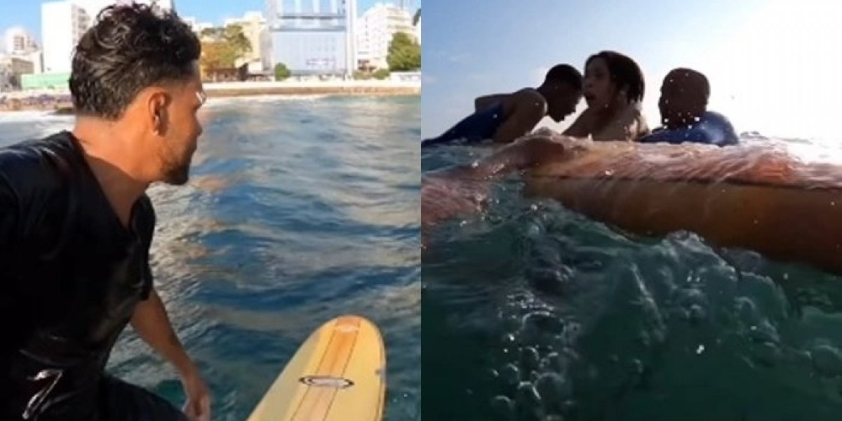 Surfista salva três pessoas de afogamento na praia da Barra