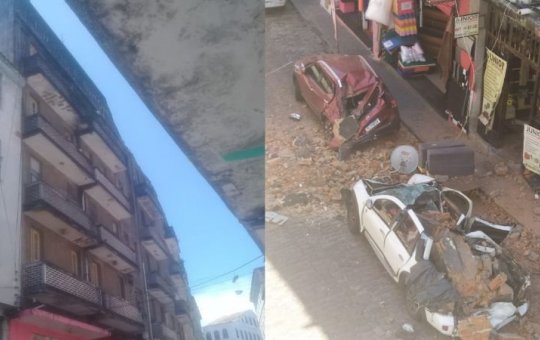 Parte de prédio desaba na Ladeira do Taboão, em Salvador