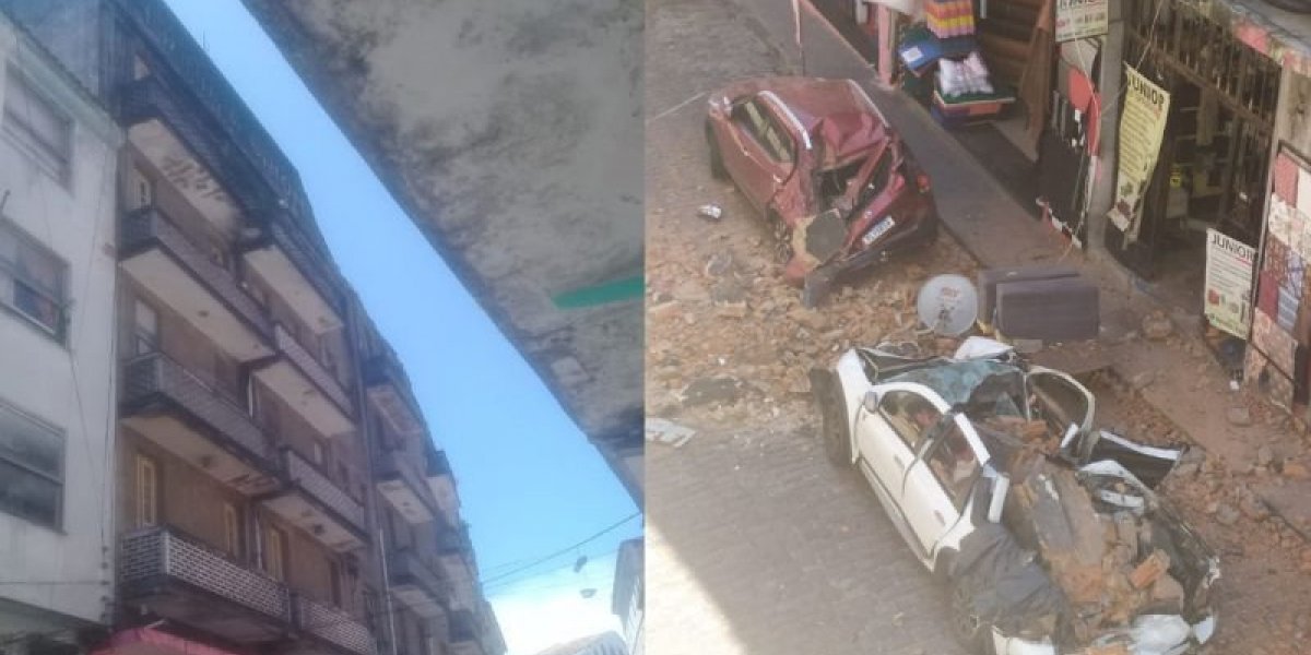 Parte de prédio desaba na Ladeira do Taboão, em Salvador