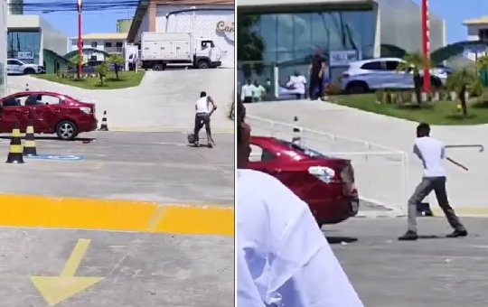 Funcionário de farmácia entra em surto e destrói carro de cliente