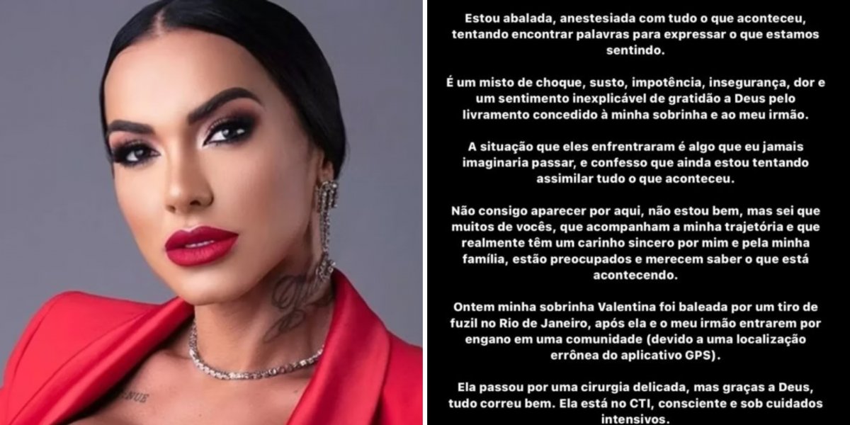 'Estou abalada' diz Kamila Simioni após sobrinha ser baleada